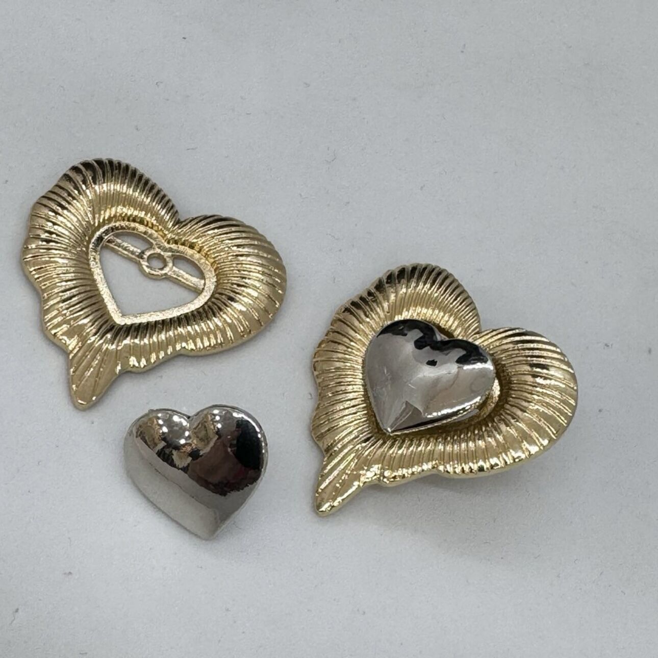 Tırtık Gold Kalp Plakada Gümüş Kalp Küpe