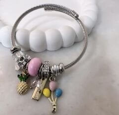 Çelik Tırtıklı Kelepçede Balon ve Figür Detay Kelepçe Bileklik