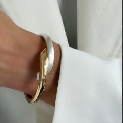 Özel Seri İki Renk Kıvrım Detay Kelepçe Bileklik