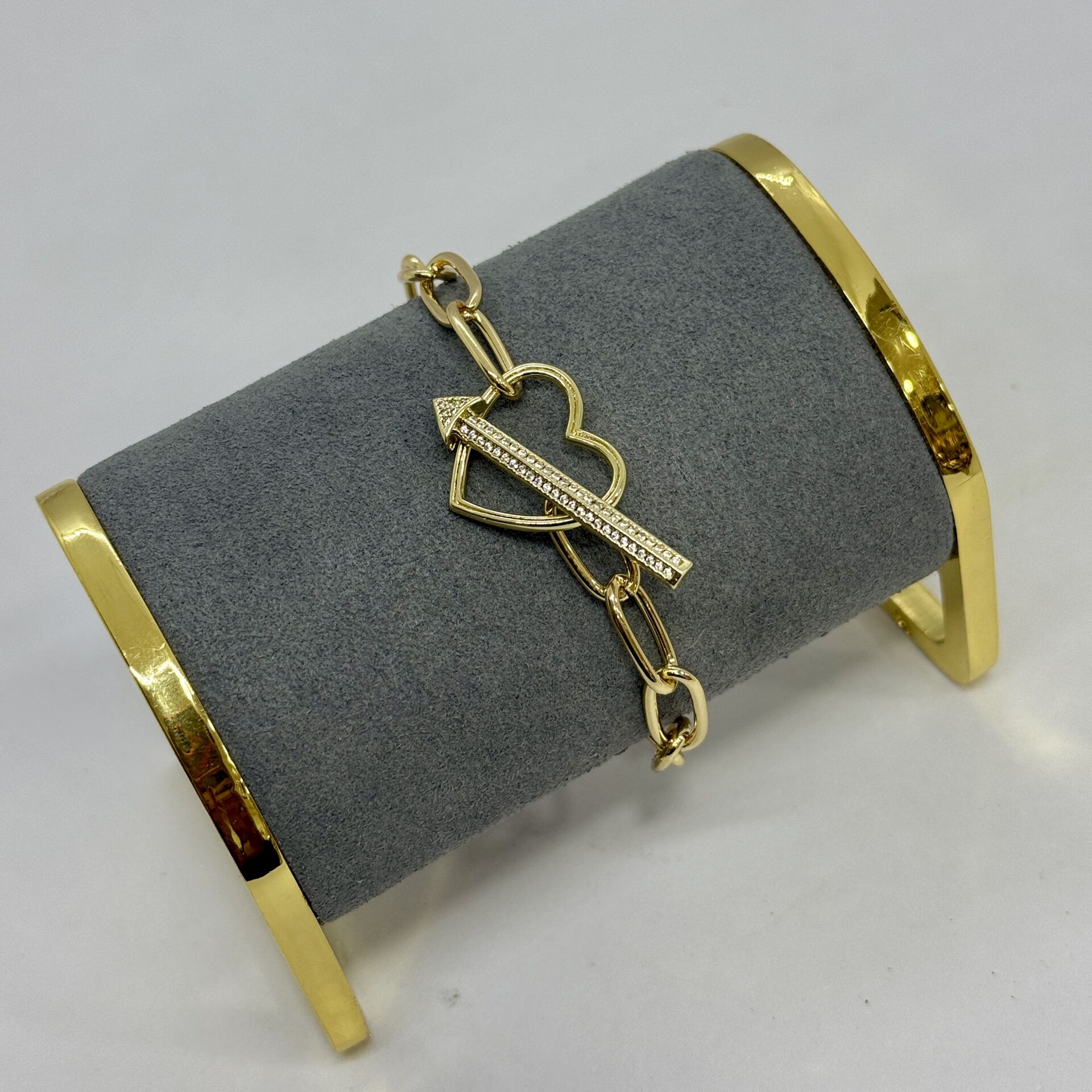 Özel Seri 14K Altın Kaplama Kalp Figür Bileklik