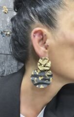 İkili Daire Model Mineli Yaldız Küpe