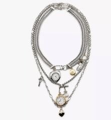 Marka Model Saatli Üçlü Charm Kolye