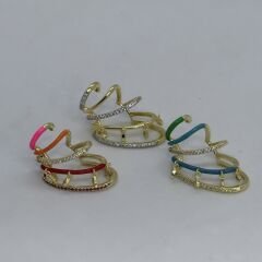 Özel Seri Renkli Mineli Zirkon Taşlı Çoklu Görünüm Kıkırdak Küpe