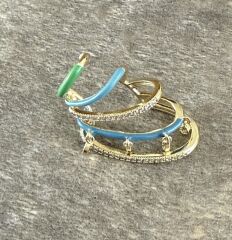 Özel Seri Renkli Mineli Zirkon Taşlı Çoklu Görünüm Kıkırdak Küpe