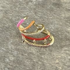 Özel Seri Renkli Mineli Zirkon Taşlı Çoklu Görünüm Kıkırdak Küpe