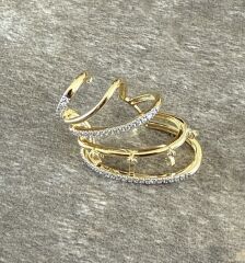 Özel Seri Renkli Mineli Zirkon Taşlı Çoklu Görünüm Kıkırdak Küpe