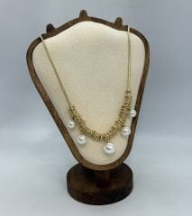 Özel Seri Parlak Halka Detay İnci Sallantı Kolye