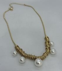 Özel Seri Parlak Halka Detay İnci Sallantı Kolye