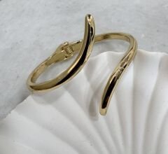 Özel Seri Gold Önden Kapama Kıvrım Detay Kelepçe Bileklik