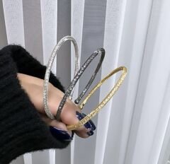 Özel Seri Kristal Taşlı Üç Renkli Tel Örgü Kelepçe Bileklik