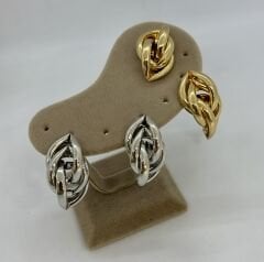 İç İçe Geçme Oval Vintage Küpe