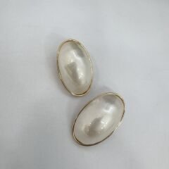 Özel Seri Oval Gold Çerçevede İnci Küpe