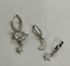 Özel Seri Üçlü Set Yıldız Detay Set Küpe