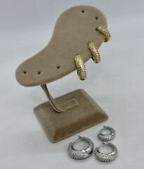 Özel Seri Üçlü Zirkon Taşlı Üçlü Set Küpe