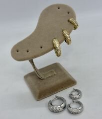 Özel Seri Üçlü Zirkon Taşlı Üçlü Set Küpe