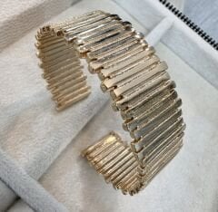 Özel Seri Kalın Tırtık Gold Kelepçe Bileklik