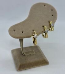 Özel Seri Zirzon Taşlı Kuzey Yıldızı Figür Üçlü Küpe