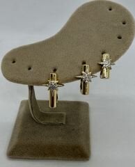 Özel Seri Zirzon Taşlı Kuzey Yıldızı Figür Üçlü Küpe