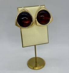 Özel Seri Kahve Taşlı Vintage Küpe