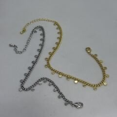 Özel Seri 14K Altın Kaplama  Daire Detay Zincir Bileklik