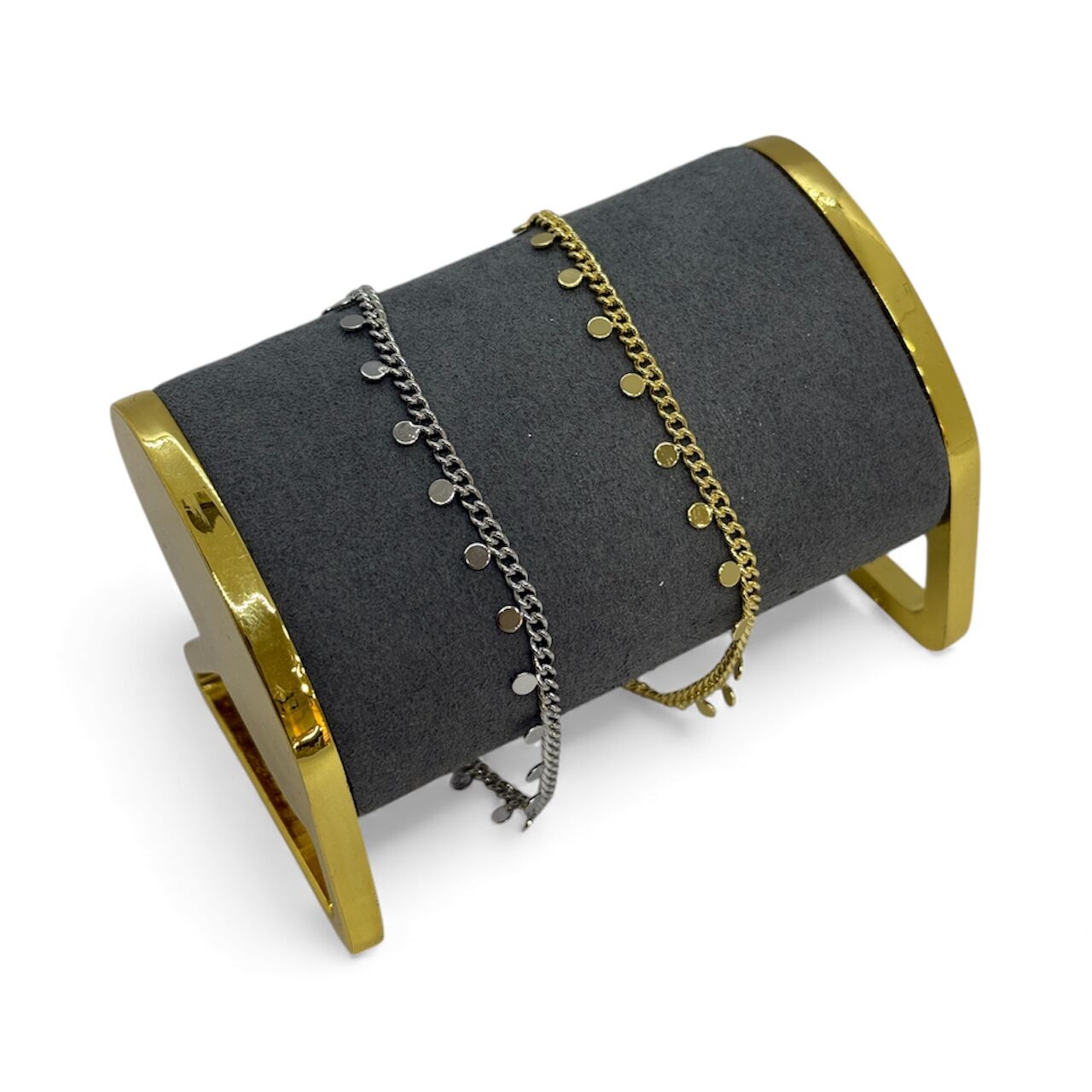 Özel Seri 14K Altın Kaplama  Daire Detay Zincir Bileklik