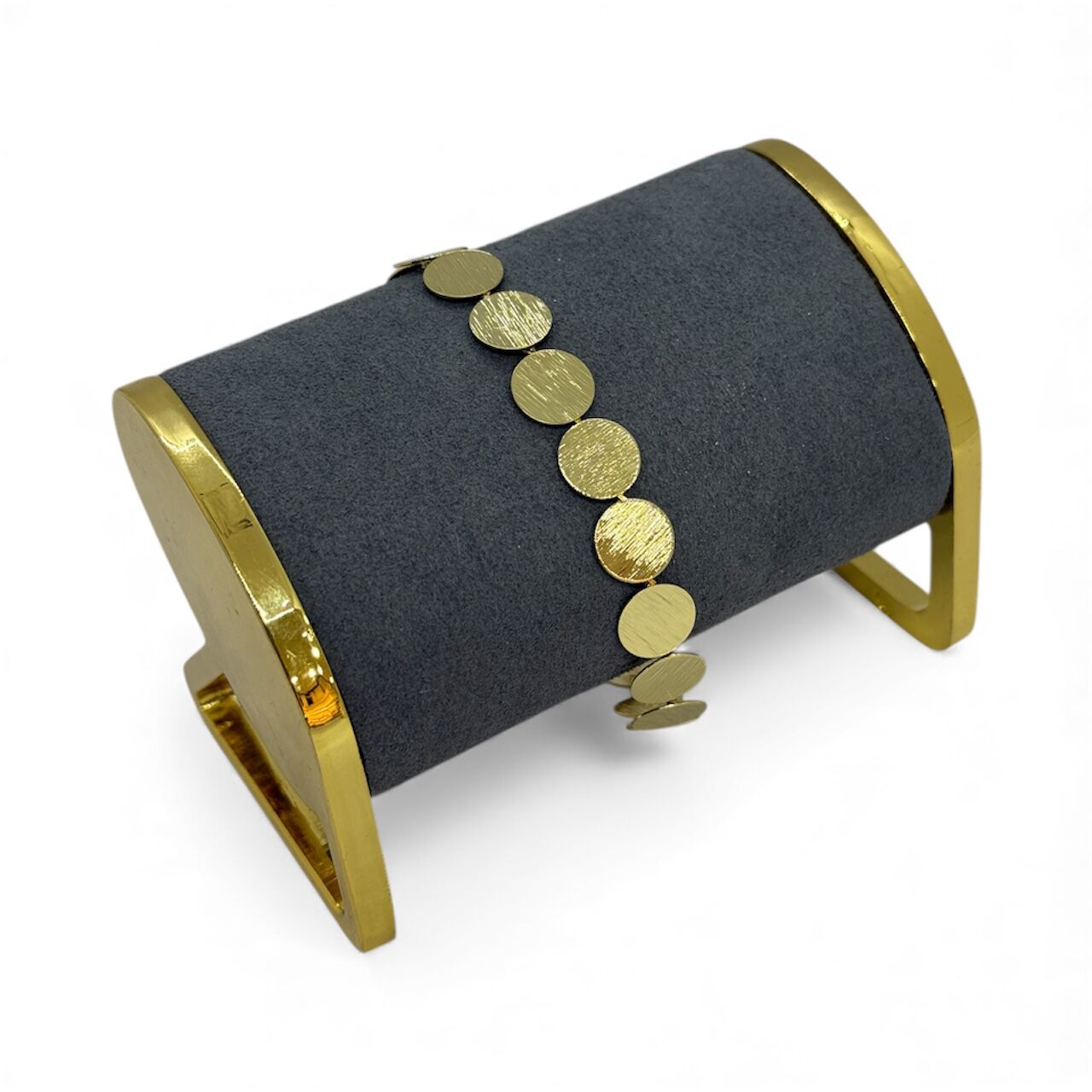 Özel Seri 14K Altın Kaplama Dövme Çizik Plaka Tam Tur Daire Model Bileklik