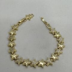 Özel Seri Zirkon Taşlı Yıldız Figür 14K Altın Kaplama Bileklik