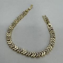 Özel Seri Zirkon Taşlı 14K Altın Kaplama Balıksırtı Bileklik