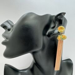 Hareli Kemik Model Zincir Sallantı Küpe