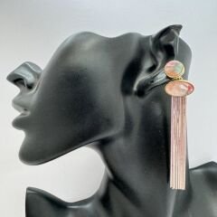 Hareli Kemik Model Zincir Sallantı Küpe