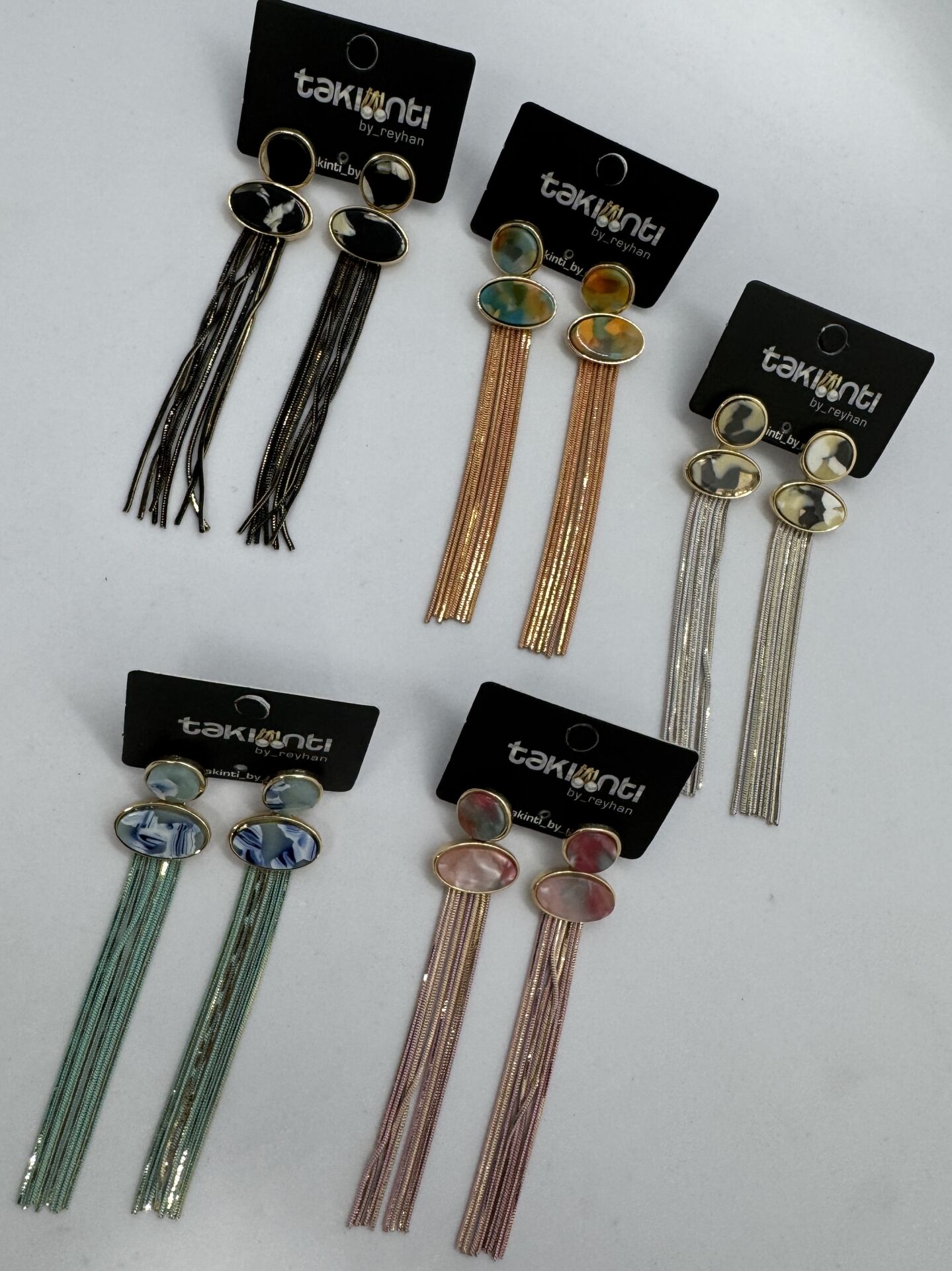 Hareli Kemik Model Zincir Sallantı Küpe