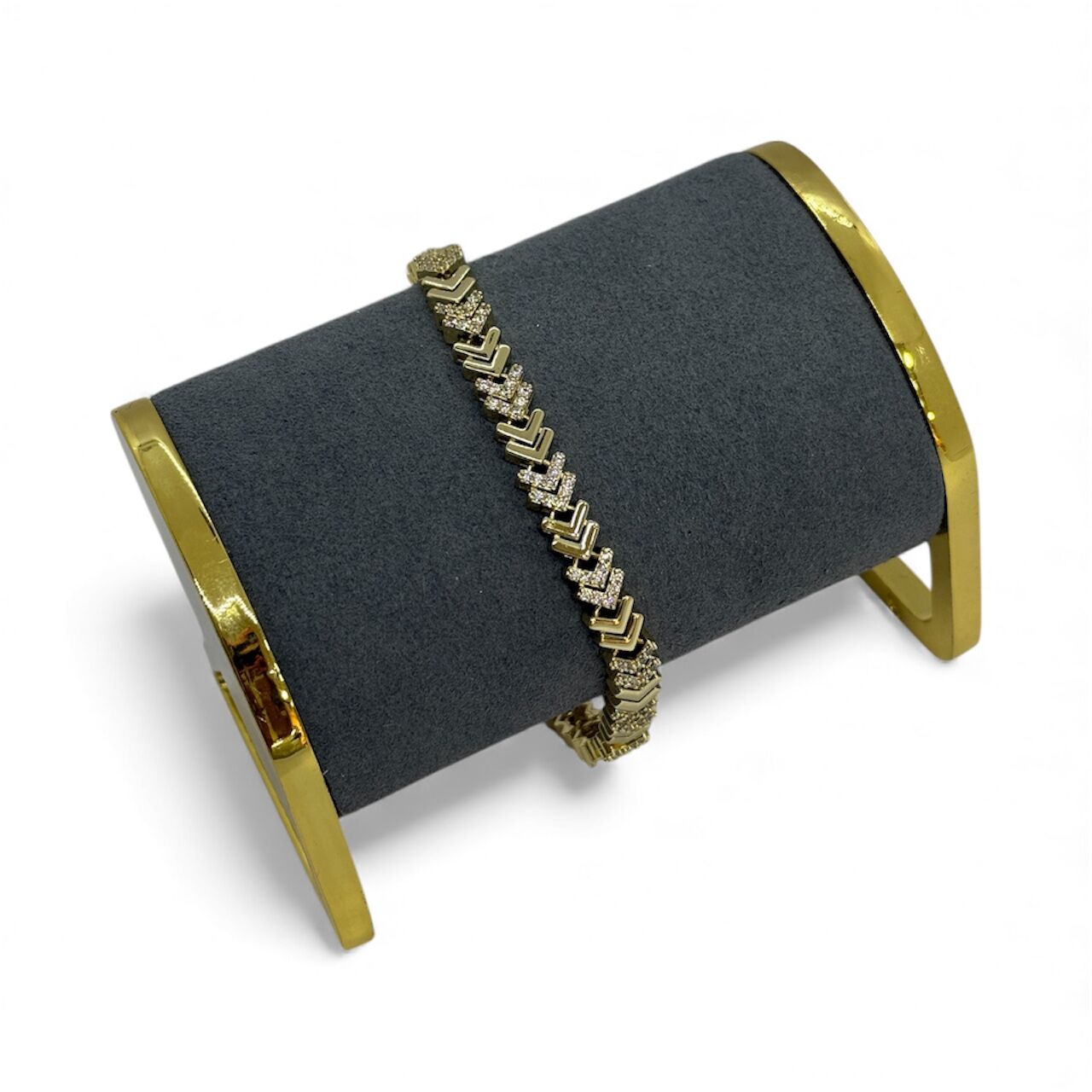 Özel Seri Zirkon Taşlı 14K Altın Kaplama Balıksırtı Bileklik