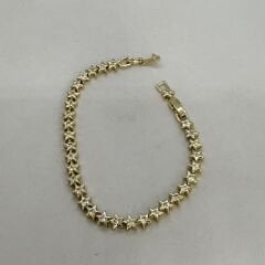 Özel Seri Nokta Zirkon Taşlı Yıldız Figür 14K Altın Kaplama Bileklik