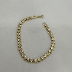 Özel Seri Nokta Zirkon Taşlı Yıldız Figür 14K Altın Kaplama Bileklik