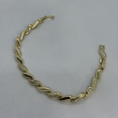 Özel Seri Zirkon Taşlı 14K Altın Kaplama Damla Kıvrım Bileklik