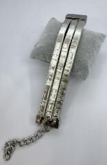 Özel Seri 14K Altın Kaplama  Kesik Plaka Üçlü Görünüm Model Bileklik (26cm)