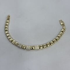 Özel Seri Kare Zirkon Taşlı 14K Altın Kaplama Bileklik