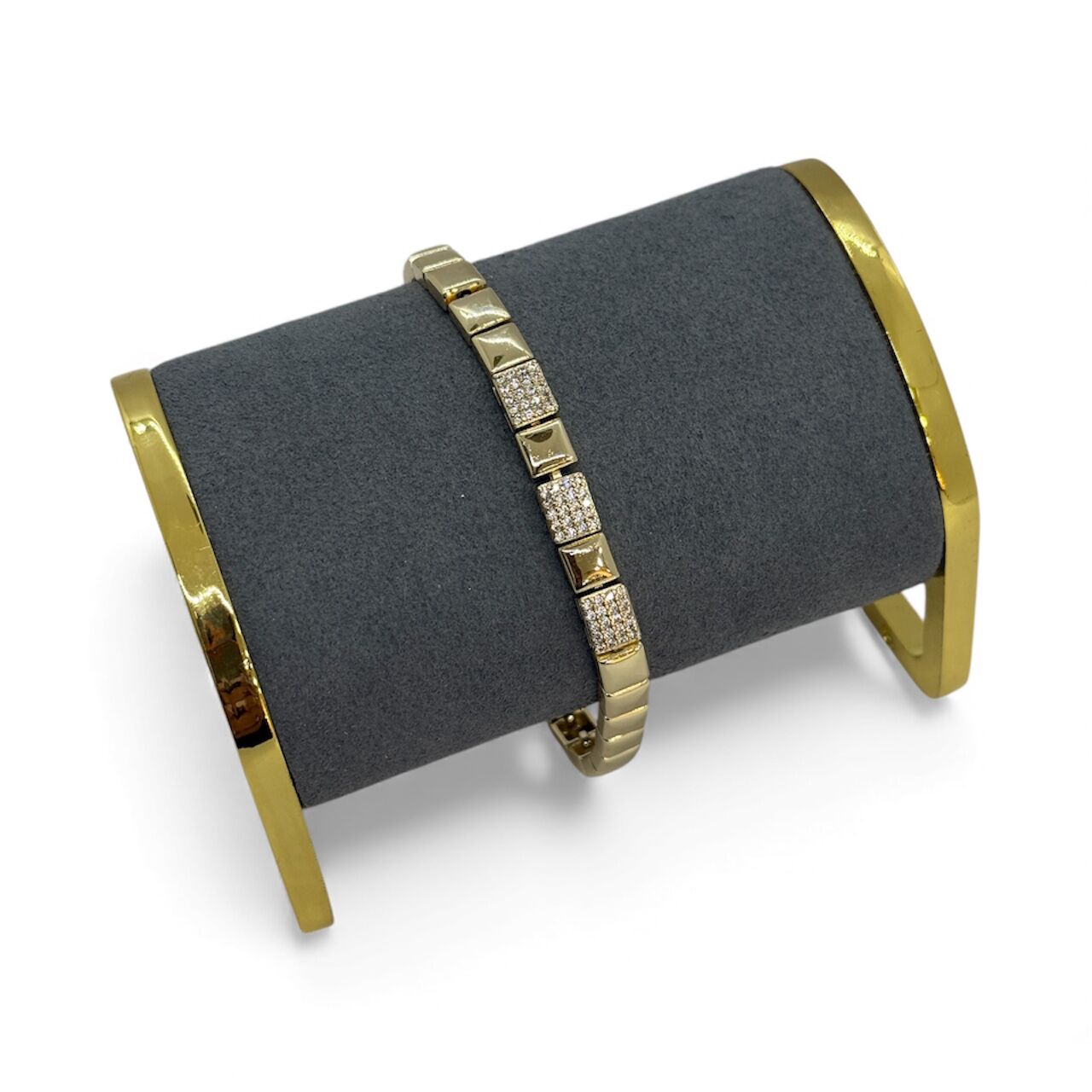 Özel Seri Kare Zirkon Taşlı 14K Altın Kaplama Bileklik