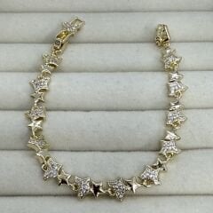 Özel Seri Zirkon Taşlı 14K Altın Kaplama Yıldız Figür Bileklik