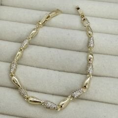 Özel Seri Zirkon Taşlı 14K Altın Kaplama Bileklik