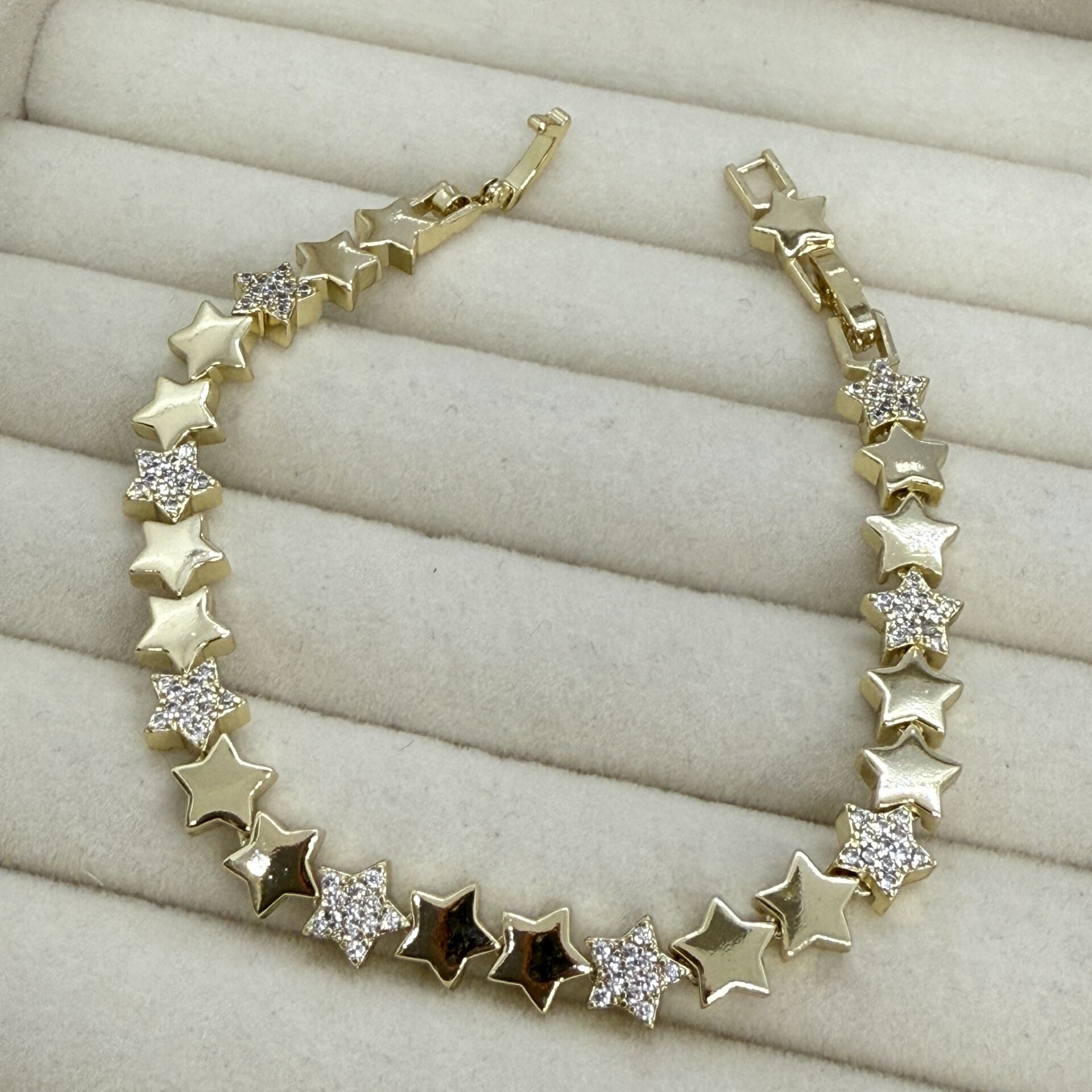 Özel Seri Zirkon Taşlı 14K Altın Kaplama Yıldız Bileklik