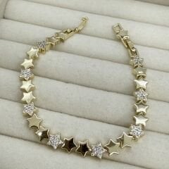 Özel Seri Zirkon Taşlı 14K Altın Kaplama Yıldız Bileklik