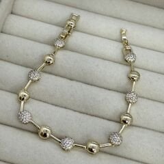 Özel Seri Zirkon Taşlı 14K Altın Kaplama Bileklik