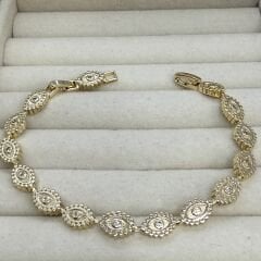 Özel Seri Nokta Zirkon Taşlı 14K Altın Kaplama Göz Bileklik