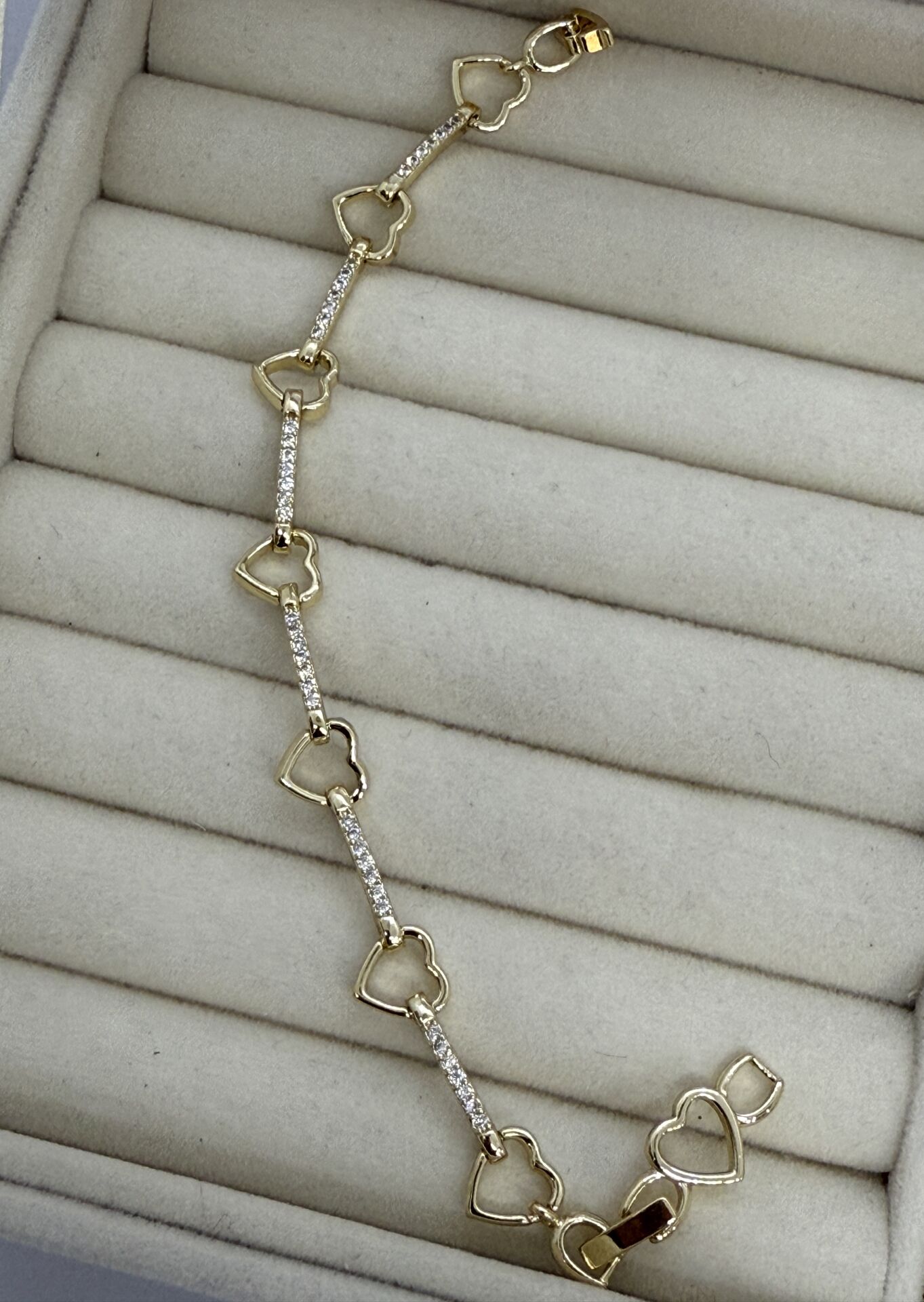 Özel Seri 14K Altın Kaplama Zirkon Taşlı Kalp  Bileklik