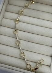 Özel Seri 14K Altın Kaplama Zirkon Taşlı Kalp  Bileklik