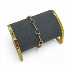 Özel Seri 14K Altın Kaplama Zirkon Taşlı Kalp  Bileklik