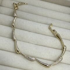 Özel Seri Zirkon Taşlı 14K  Altın Kaplama Damla Model Bileklik