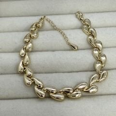 Özel Seri 14K Altın Kaplama Çoklu Damla Plaka Bileklik