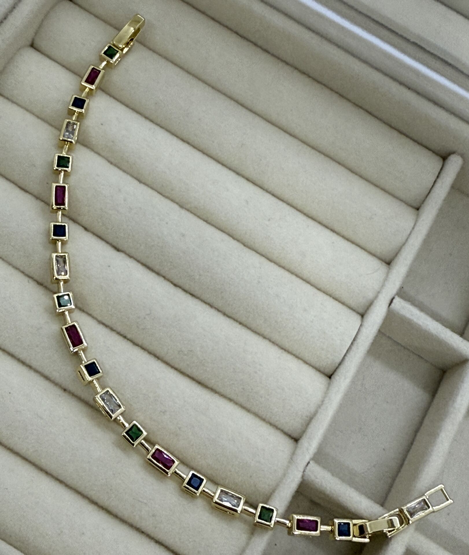 Özel Seri 14K Altın Kaplama Renkli Kesme Taş  Bileklik